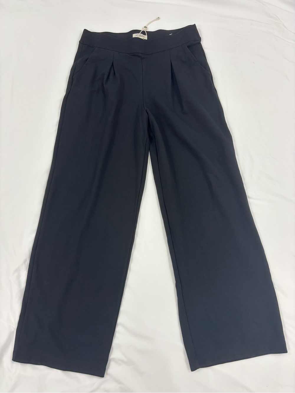 NWT Max Studio London Black Pleated Wide-Leg Trousers Pants M